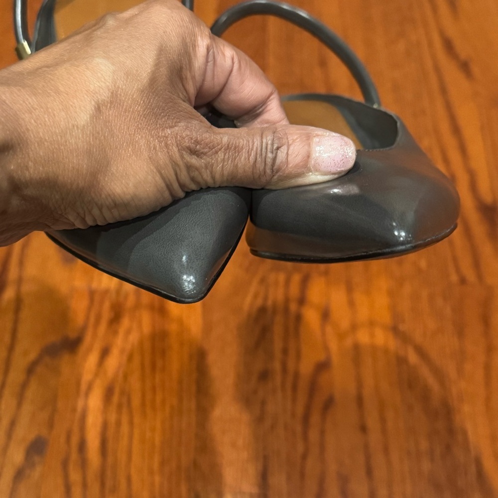 Charles and Keith block heel, sling back pointed toe shoes in grey - Picture 5 of 7